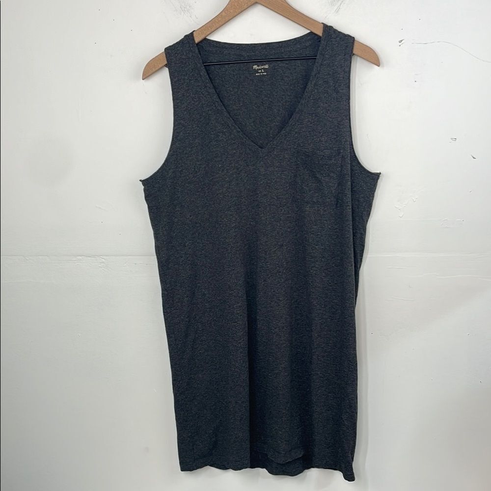 Madewell Heather Gray Knit Dress Shirt Strapless size Large 100% Cotton